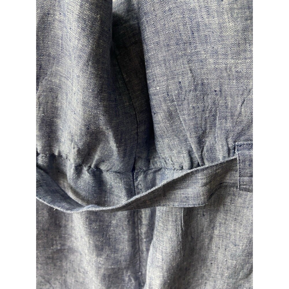 Rachel Zoe Linen Jumper Womens 8 blue Scoop Neck Baggy Leg Cropped Lagenlook - Picture 6 of 14